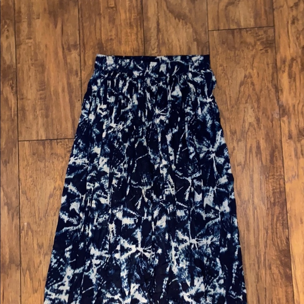 Blue and white tie dye maxi skirt